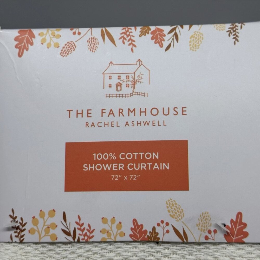 Rachel Ashwell Cream Tufted PUMPKIN Fabric Shower Curtain Fall Thanksgiving NEW - Picture 4 of 6